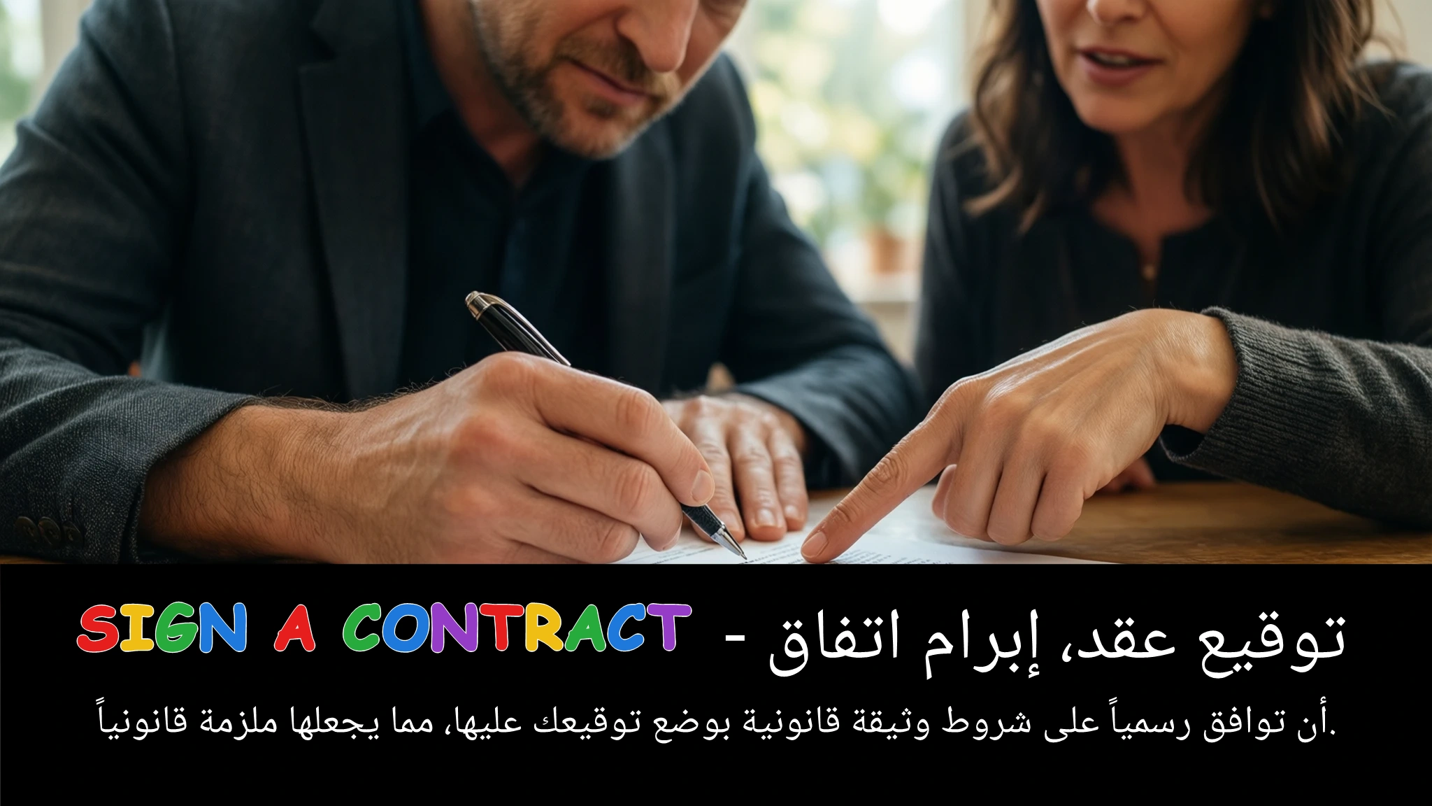 Arabic Illustration for sign a contract